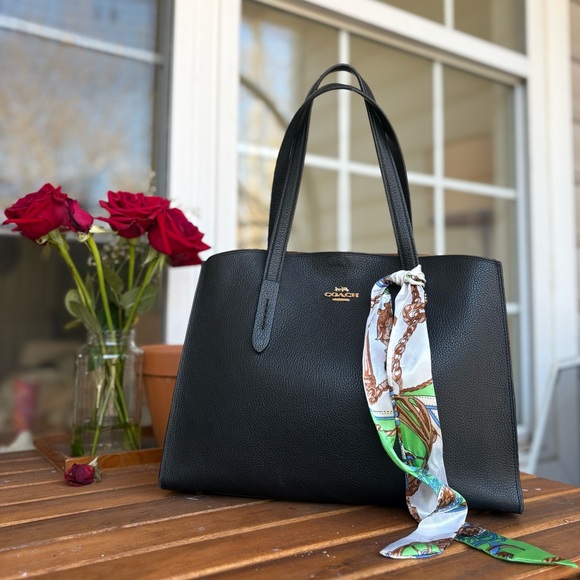 Coach Handbags - Coach Charlie Carryall Black Pebbled Leather Tote | 25137 | Hangtag | GUC